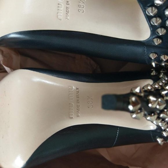Miu Miu®  Black Studded Heels Pumps - Picture 3 of 9